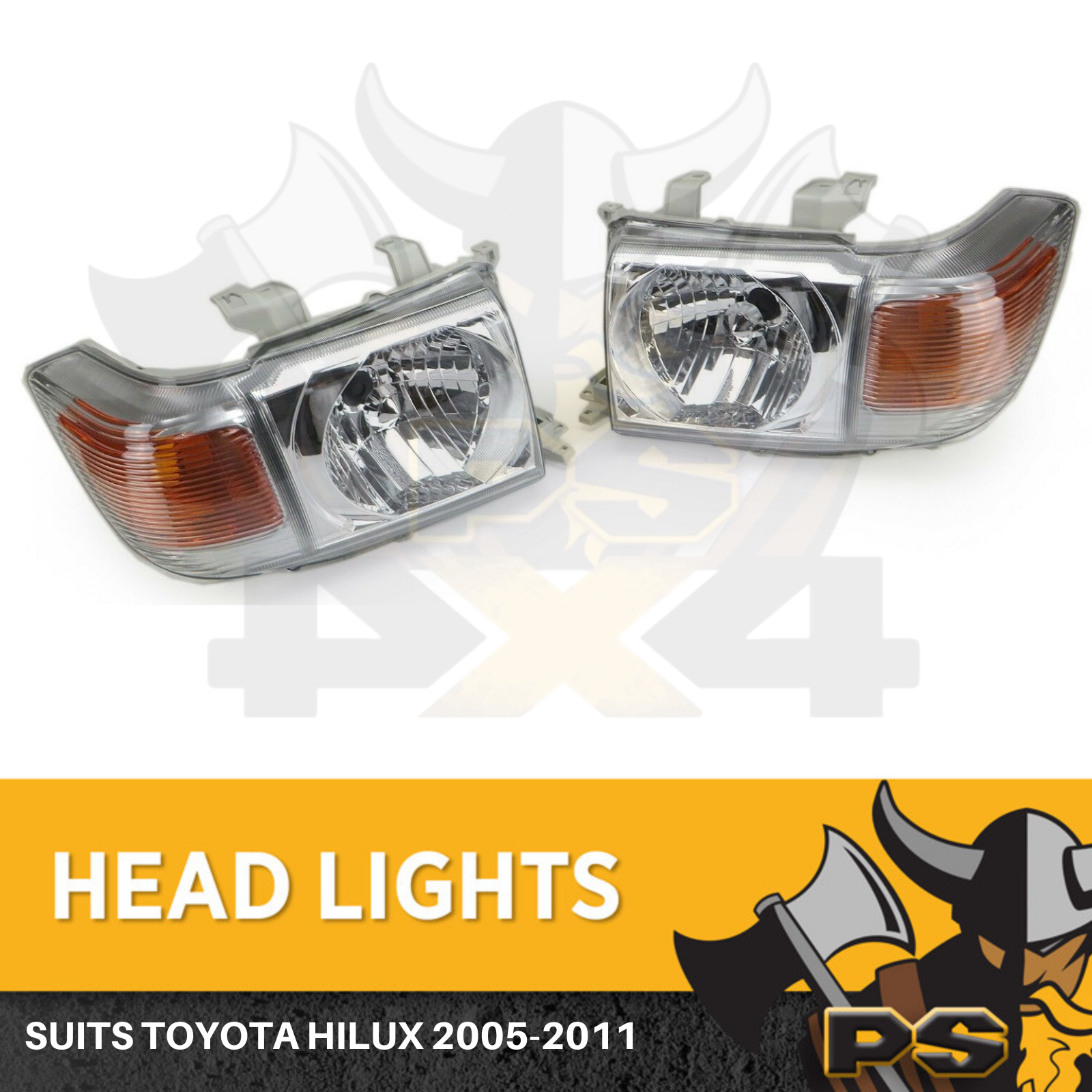 4x 4x6 LED Square Headlights Hi/Lo – Black Housing, 6000K, IP68 For Toyota Landcruiser 60/80 Series