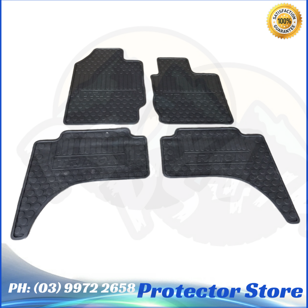 Rubber Floor Mats Front & Rear to suit Mitsubishi Triton 20152018 MQ PS4X4