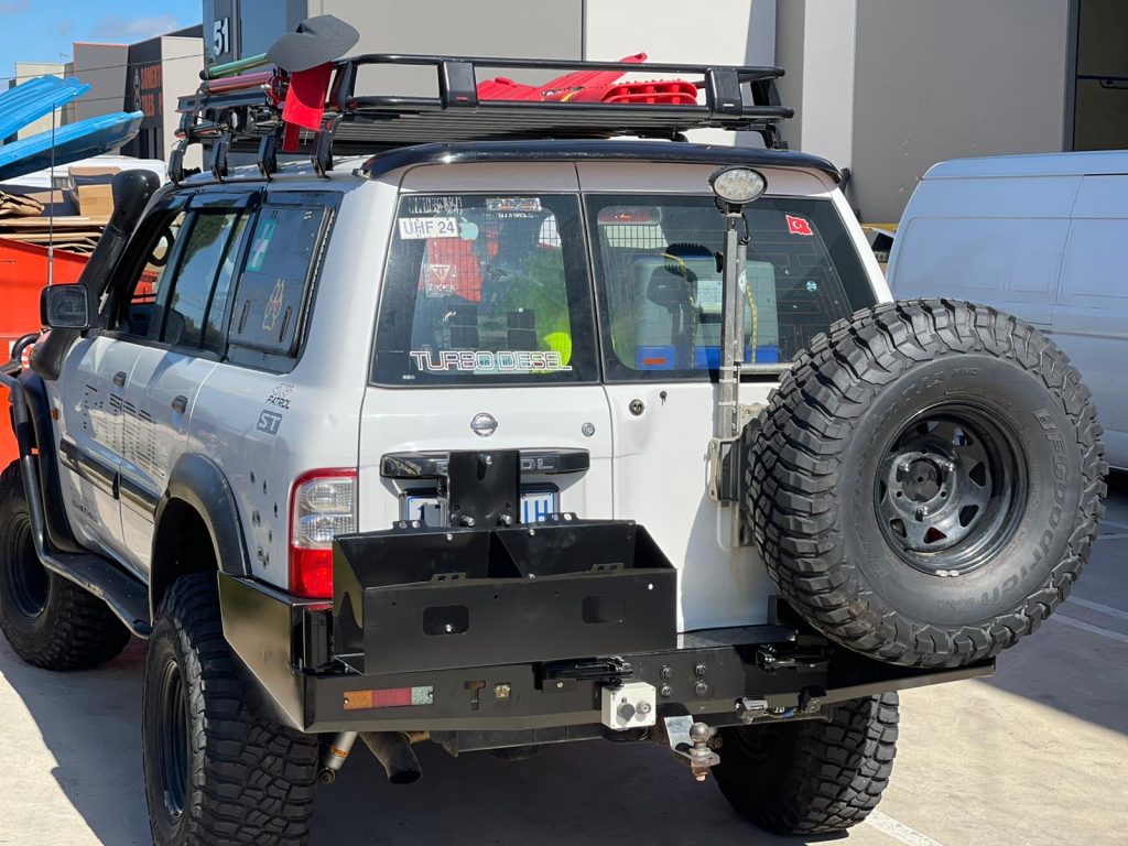 Rear Bar Spare Dual Wheel Carrier Heavy Duty Nissan Patrol GU 1 2 3 PS4X4