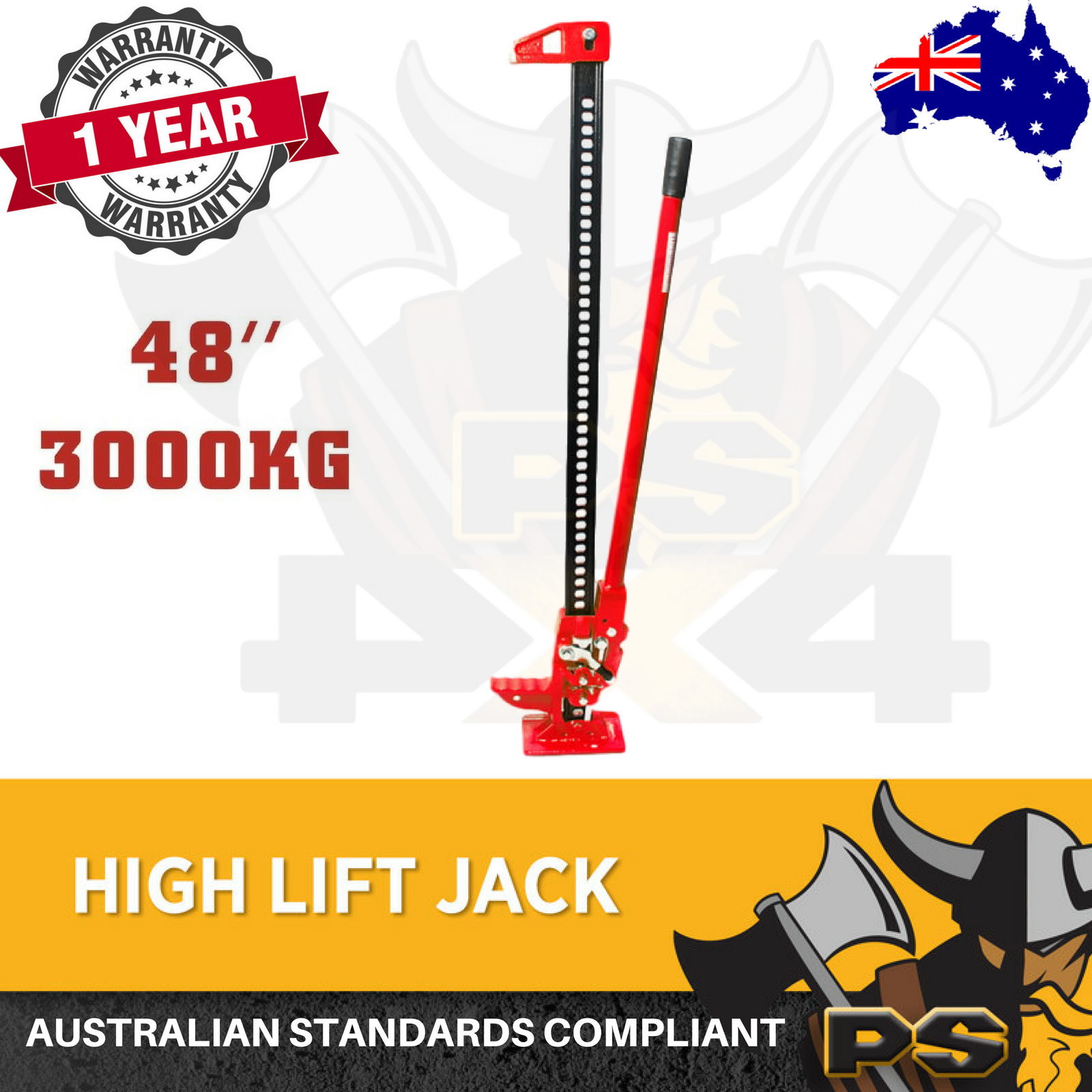 High Lift Farm Jack 3000Kg 48" with Jack Base 4x4 4WD Lifter Heavy Duty 